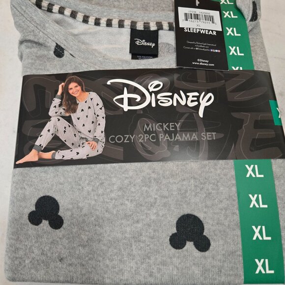 Disney Mickey Mouse Gray Cozy 2 piece Pajama Set Size XL - Picture 3 of 5